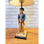 1960s Quartite Chalkware Table Lamp Colonial Soldier Revolutionary War W/ Shade Mid Century