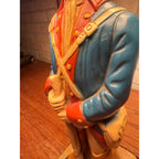 1960s Quartite Chalkware Table Lamp Colonial Soldier Revolutionary War W/ Shade Mid Century