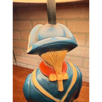 1960s Quartite Chalkware Table Lamp Colonial Soldier Revolutionary War W/ Shade Mid Century