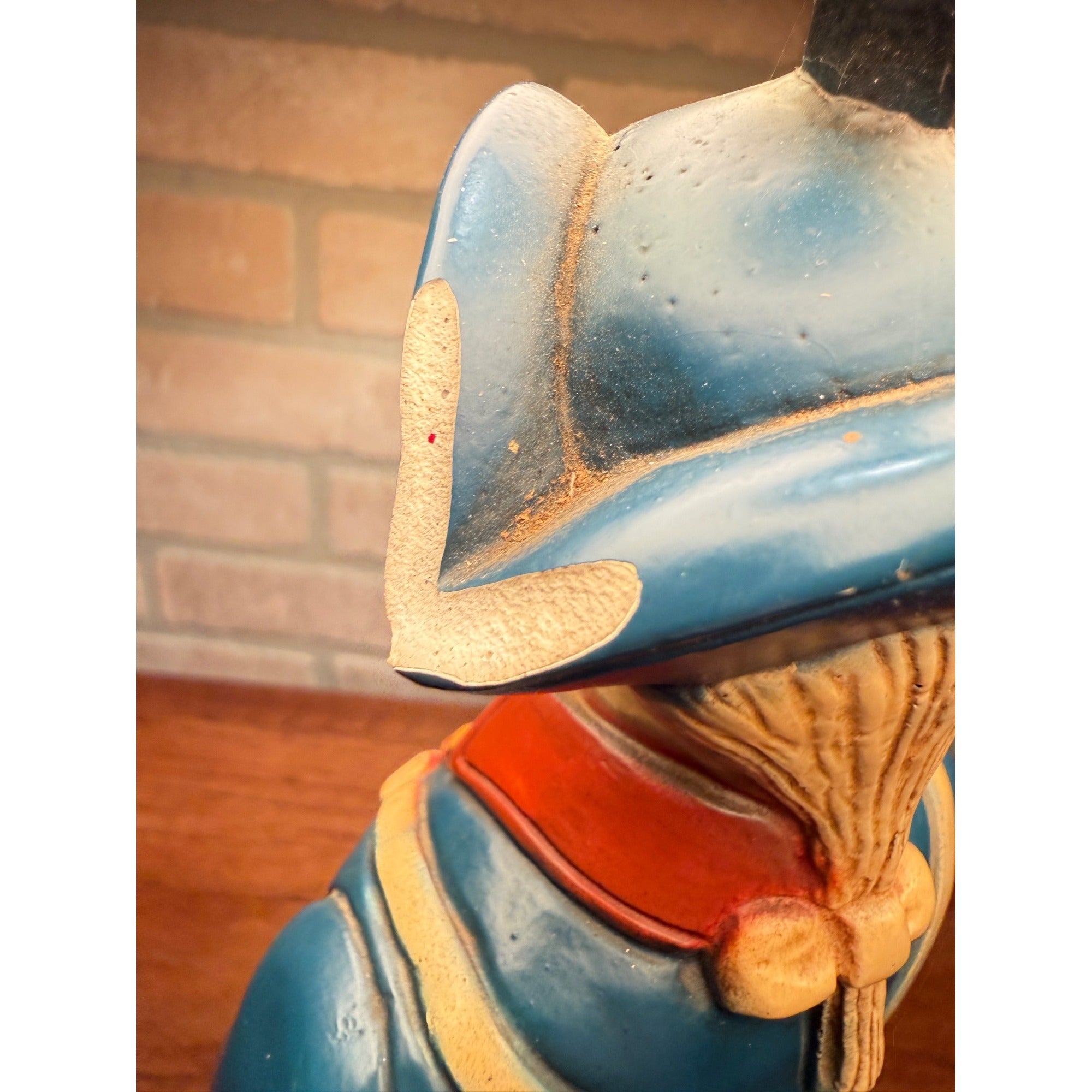 1960s Quartite Chalkware Table Lamp Colonial Soldier Revolutionary War W/ Shade Mid Century