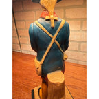 1960s Quartite Chalkware Table Lamp Colonial Soldier Revolutionary War W/ Shade Mid Century