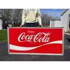 Vintage 1960s Coca Cola Large Metal Advertising Sign 5ft Coke Soda