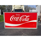 Vintage 1960s Coca Cola Large Metal Advertising Sign 5ft Coke Soda