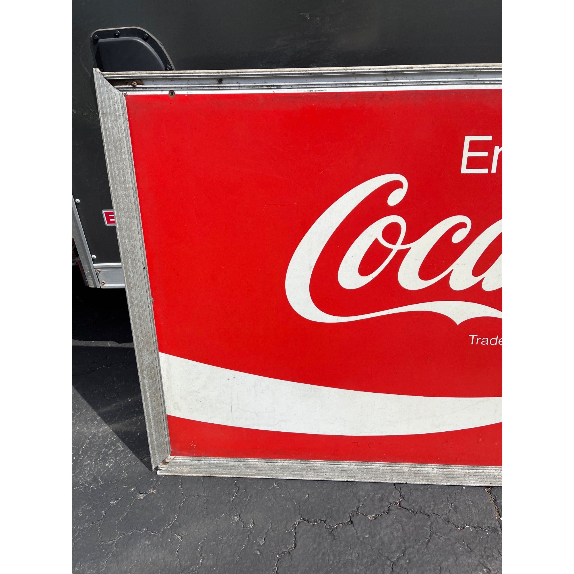 Vintage 1960s Coca Cola Large Metal Advertising Sign 5ft Coke Soda