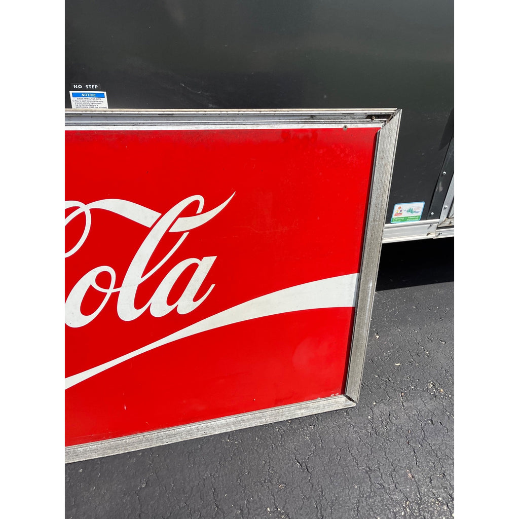Vintage 1960s Coca Cola Large Metal Advertising Sign 5ft Coke Soda
