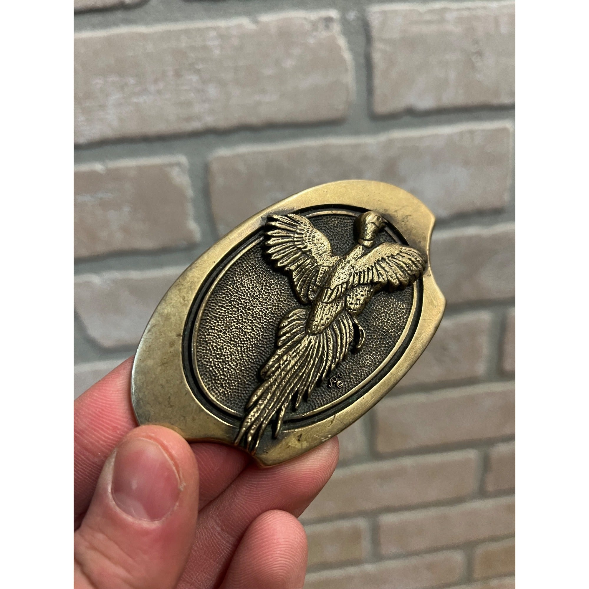 Vintage Solid Brass Pheasant Belt Buckle First Edition Award Design Medals INC.
