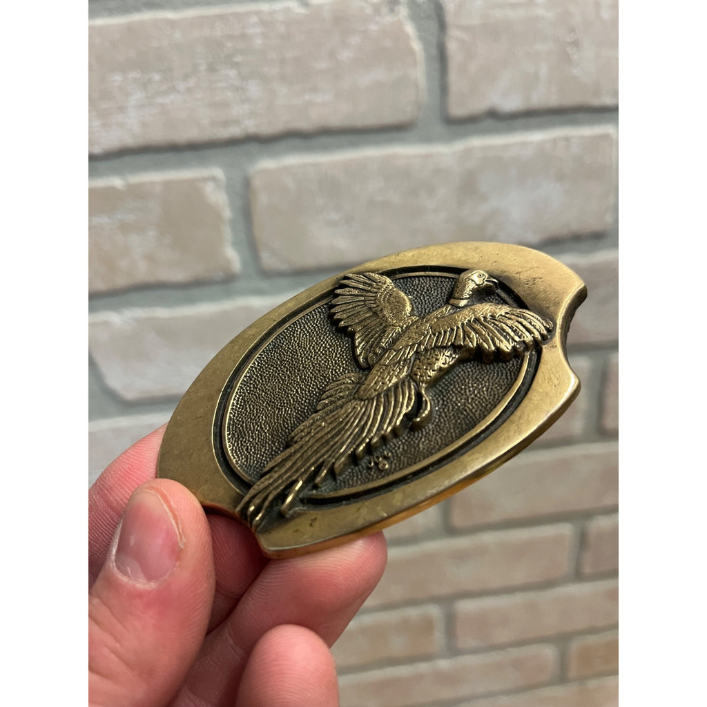 Vintage Solid Brass Pheasant Belt Buckle First Edition Award Design Medals INC.