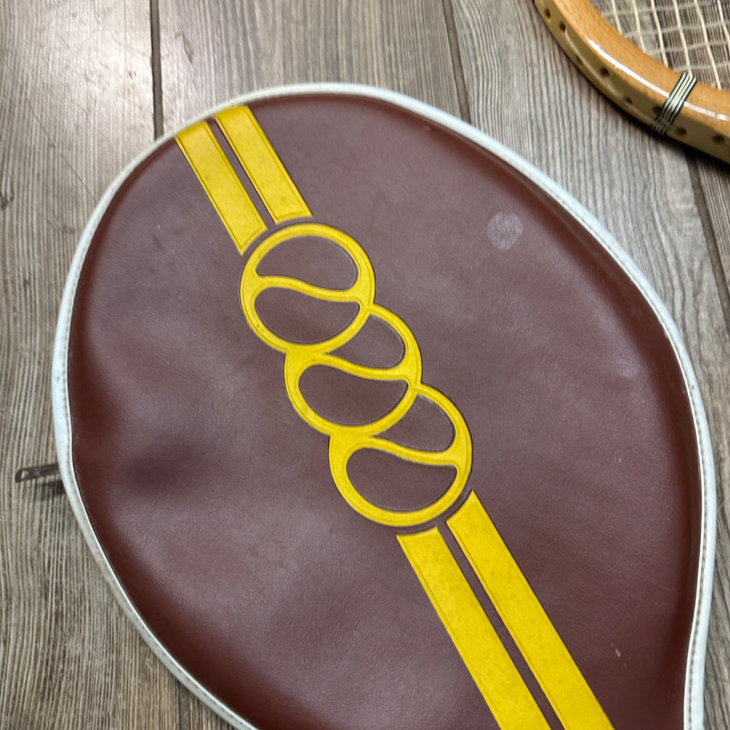 Vintage Spalding Pancho Gonzales Autograph Wood Tennis Racquet 1960s w/ Cover
