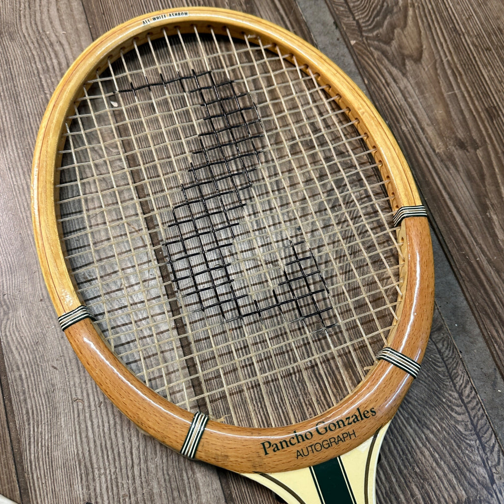 Vintage Spalding Pancho Gonzales Autograph Wood Tennis Racquet 1960s w/ Cover
