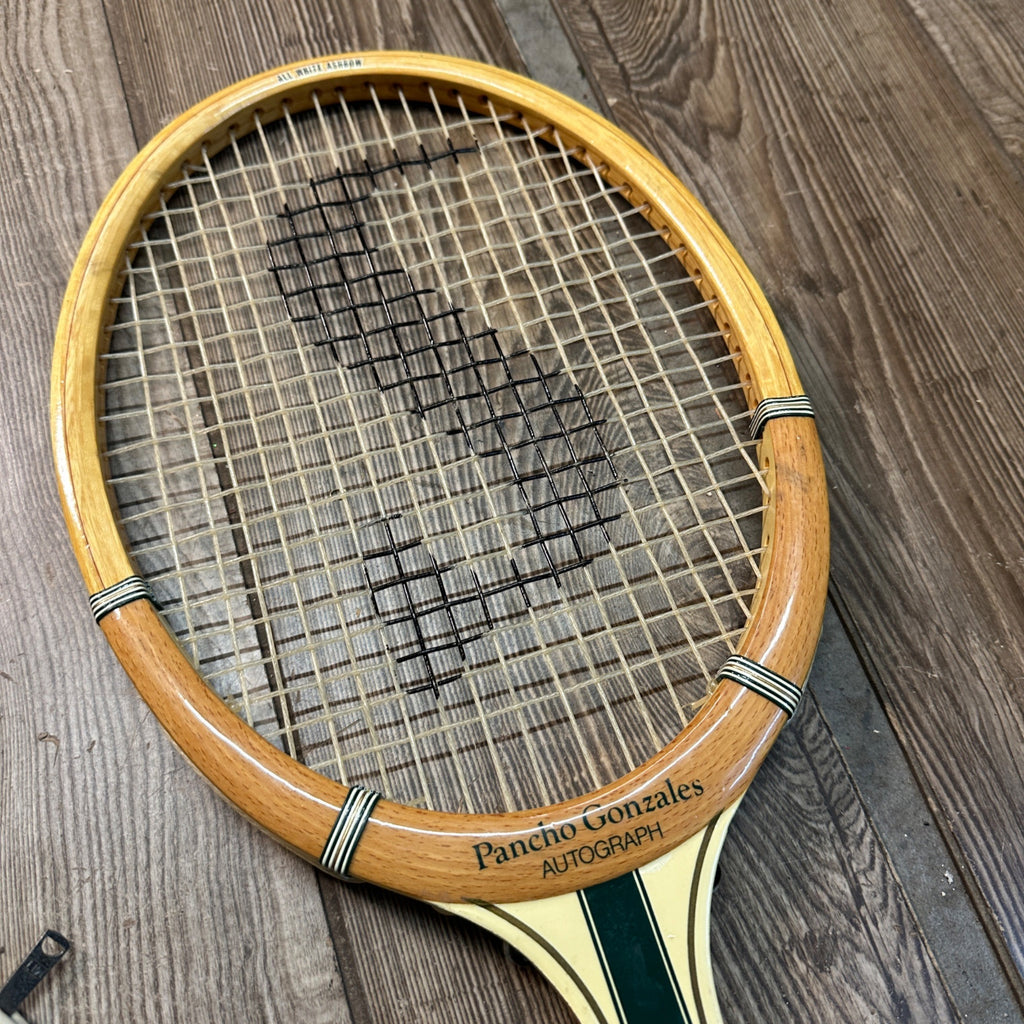 Vintage Spalding Pancho Gonzales Autograph Wood Tennis Racquet 1960s w/ Cover