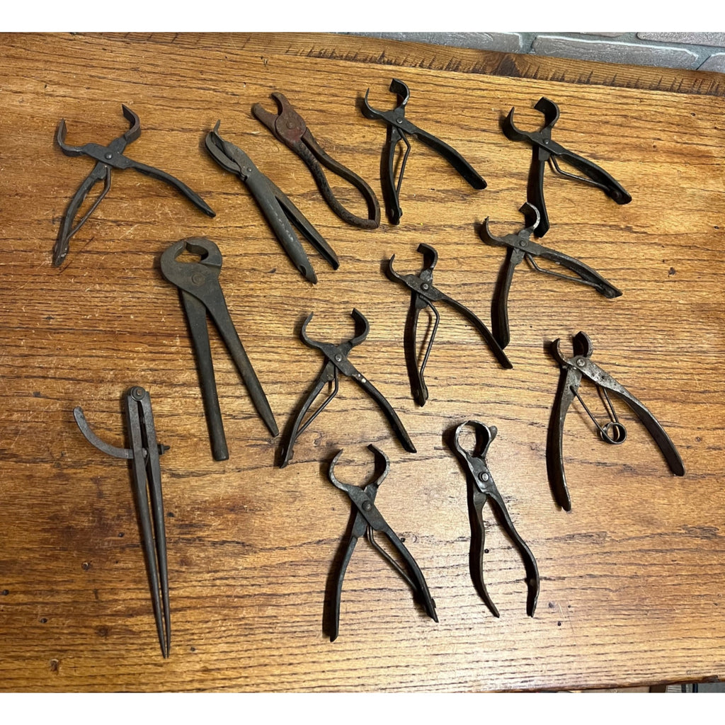 Lot Antique Blacksmith Forged Farrier Hoof Nippers Tinsmith Pliers Hand Tools