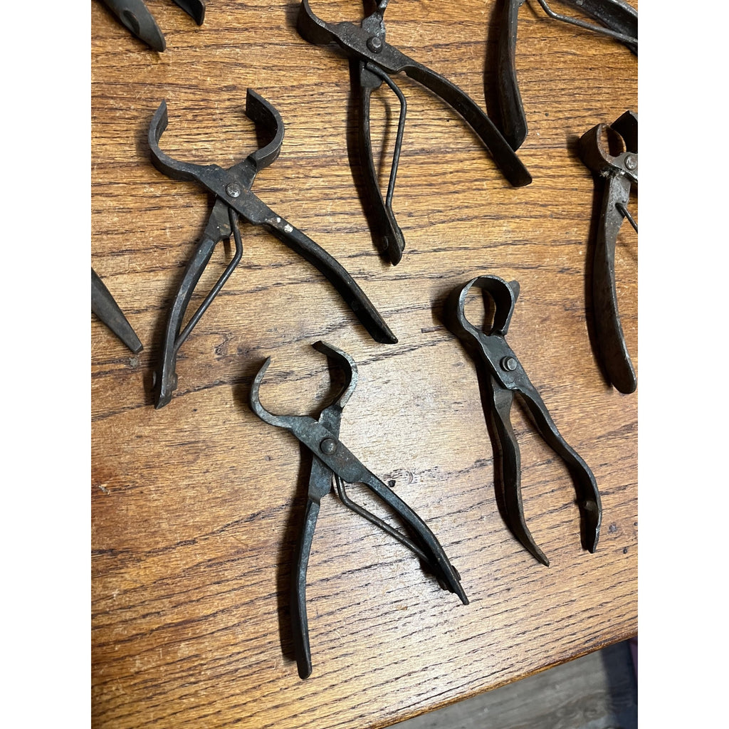 Lot Antique Blacksmith Forged Farrier Hoof Nippers Tinsmith Pliers Hand Tools
