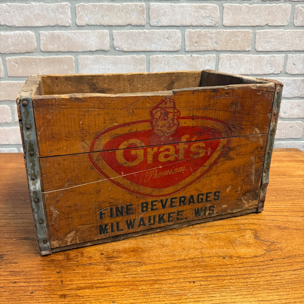 Vintage GRAF'S Fine Beverages Wood Soda Case Crate Milwaukee Wis Root Beer
