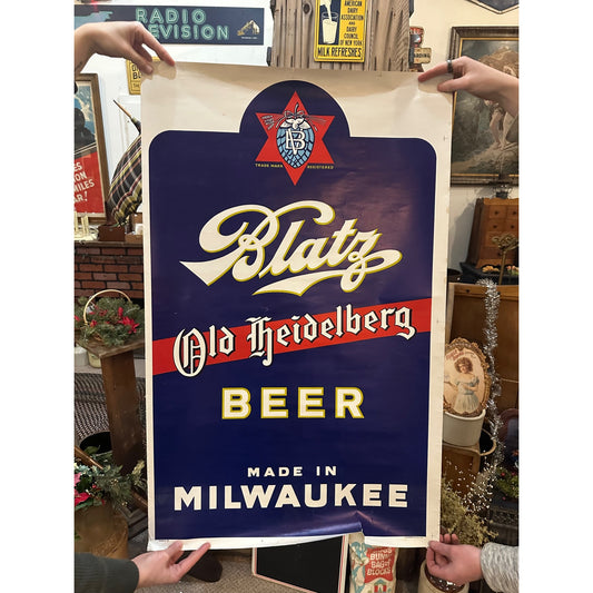 Vintage 1930s Blatz Old Heidelberg Beer Advertising Sign Poster Milwaukee WI