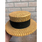 Vintage Men's Straw Boaters Hat Woven Sz 6-7/8 Hughes Clothing Co. Appleton Wis