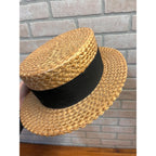 Vintage Men's Straw Boaters Hat Woven Sz 6-7/8 Hughes Clothing Co. Appleton Wis