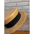 Vintage Men's Straw Boaters Hat Woven Sz 6-7/8 Hughes Clothing Co. Appleton Wis