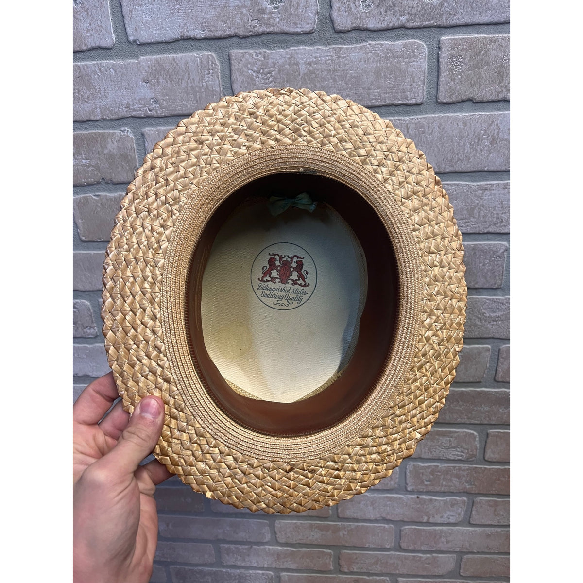 Vintage Men's Straw Boaters Hat Woven Sz 6-7/8 Hughes Clothing Co. Appleton Wis