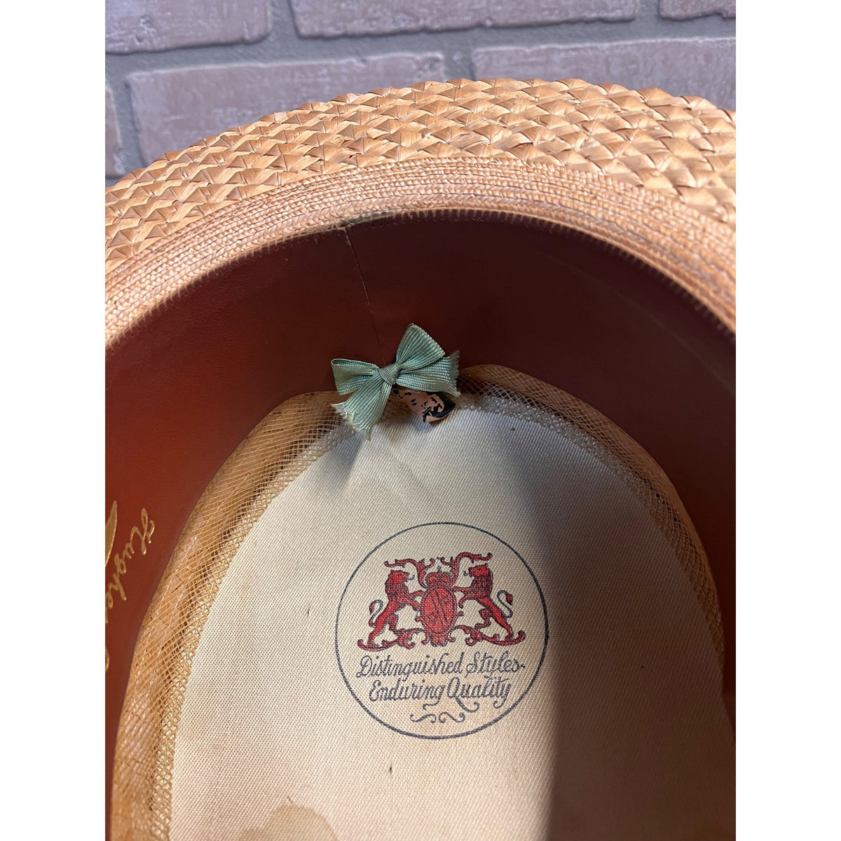 Vintage Men's Straw Boaters Hat Woven Sz 6-7/8 Hughes Clothing Co. Appleton Wis