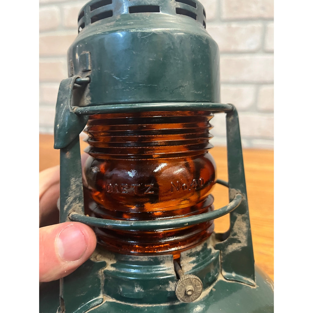 Vintage Dietz No 40. Milwaukee Gas Light Co Amber Traffic Railroad Lantern Green