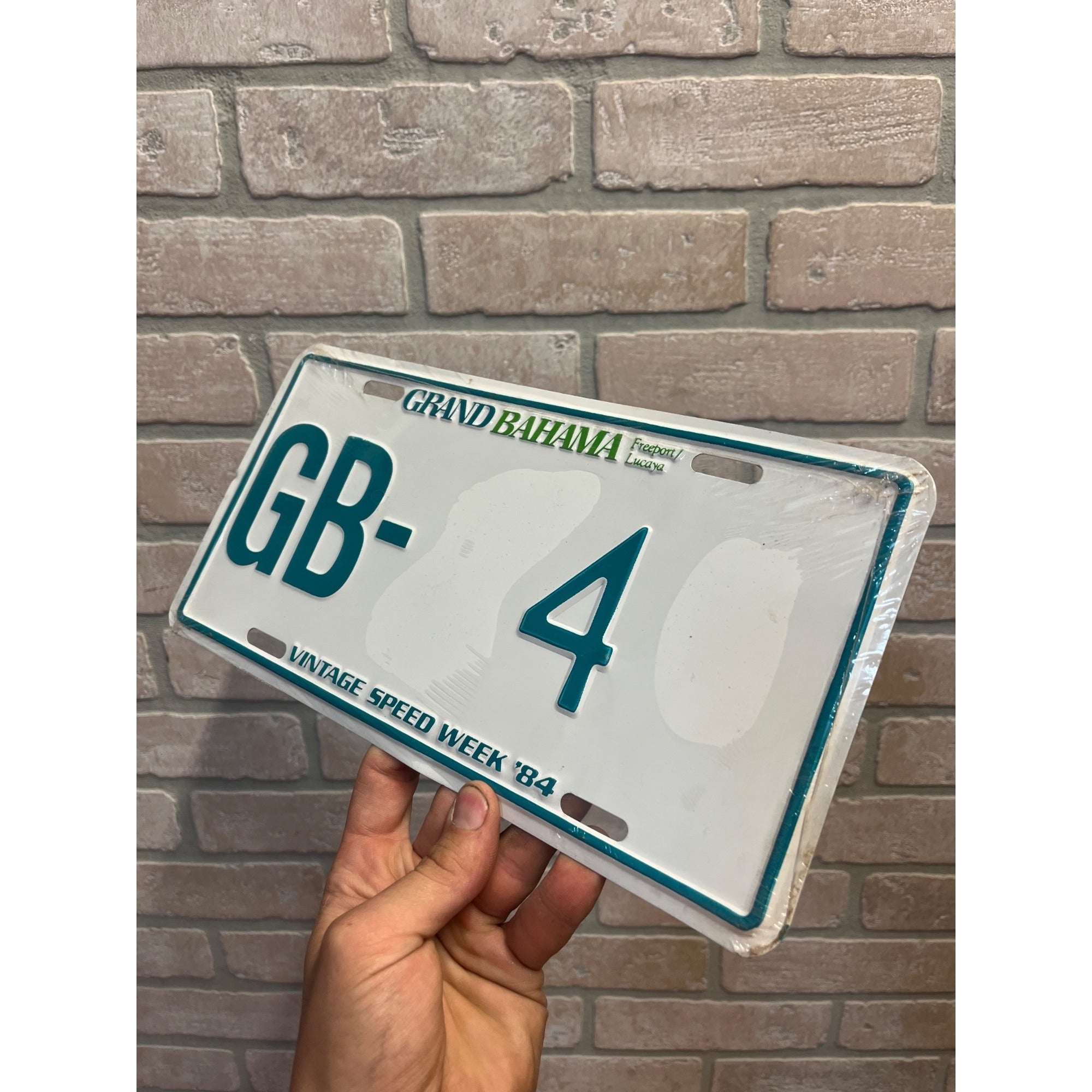 Vintage Metal License Plate Grand Bahama Freeport/Lucaya Vintage Speed Week '84 GB- 4