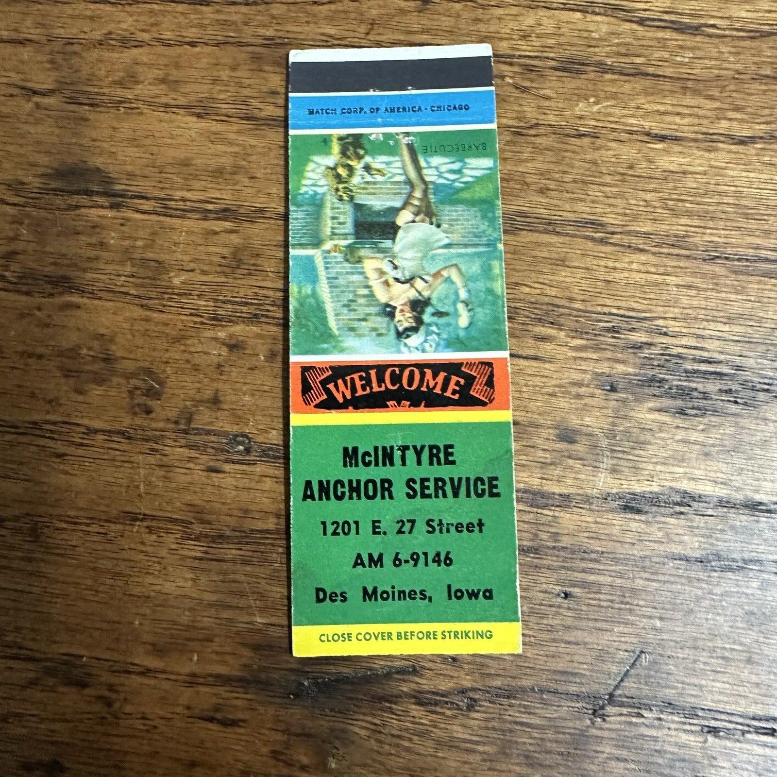 1940s 1950s Pinup Girlie Girly Matchbook Cover McIntyre Anchor Des Moines Iowa