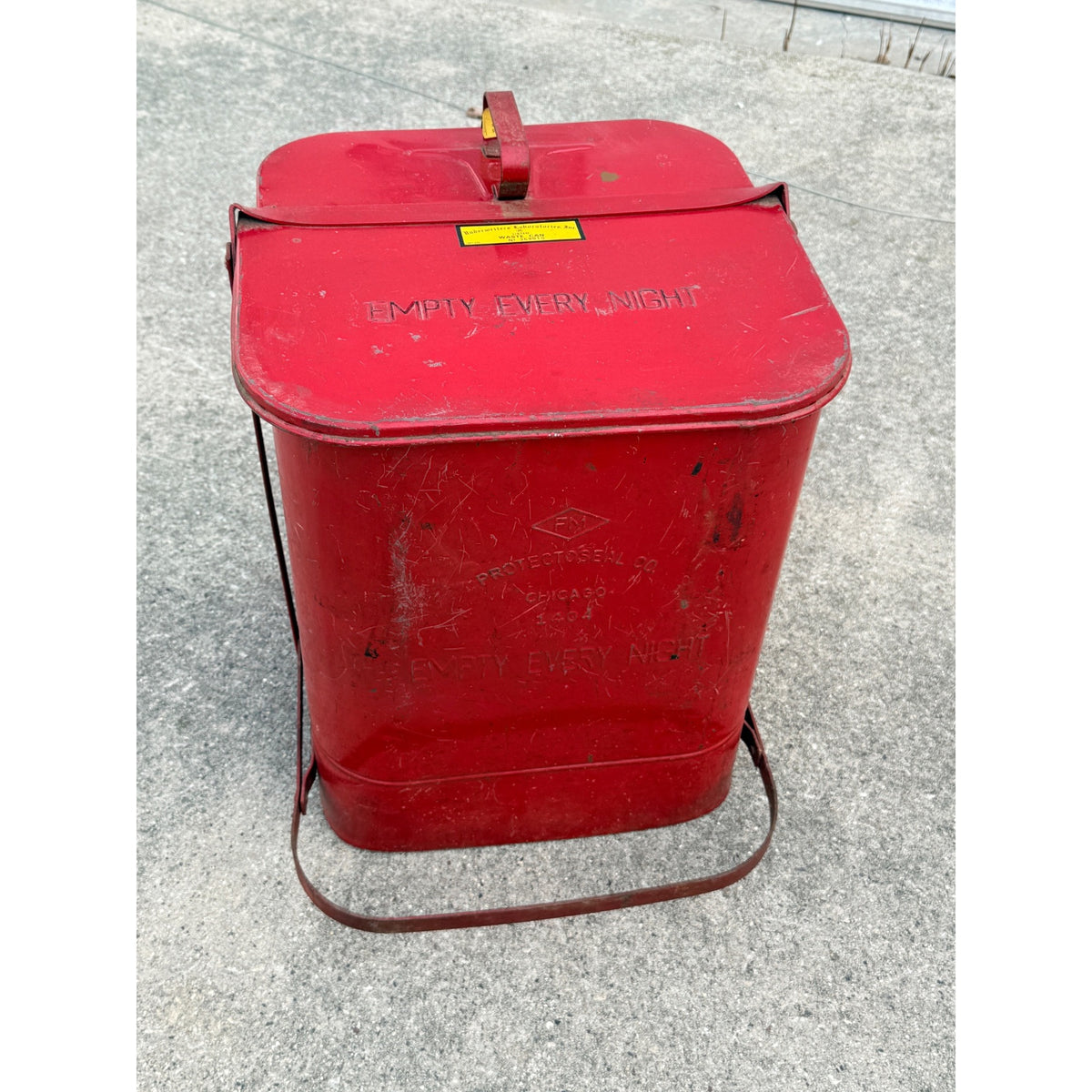 Vintage Underwriters Laboratories Oily Rags Waste Can--Foot Pedal