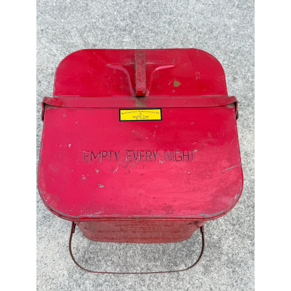 Vintage Underwriters Laboratories Oily Rags Waste Can--Foot Pedal