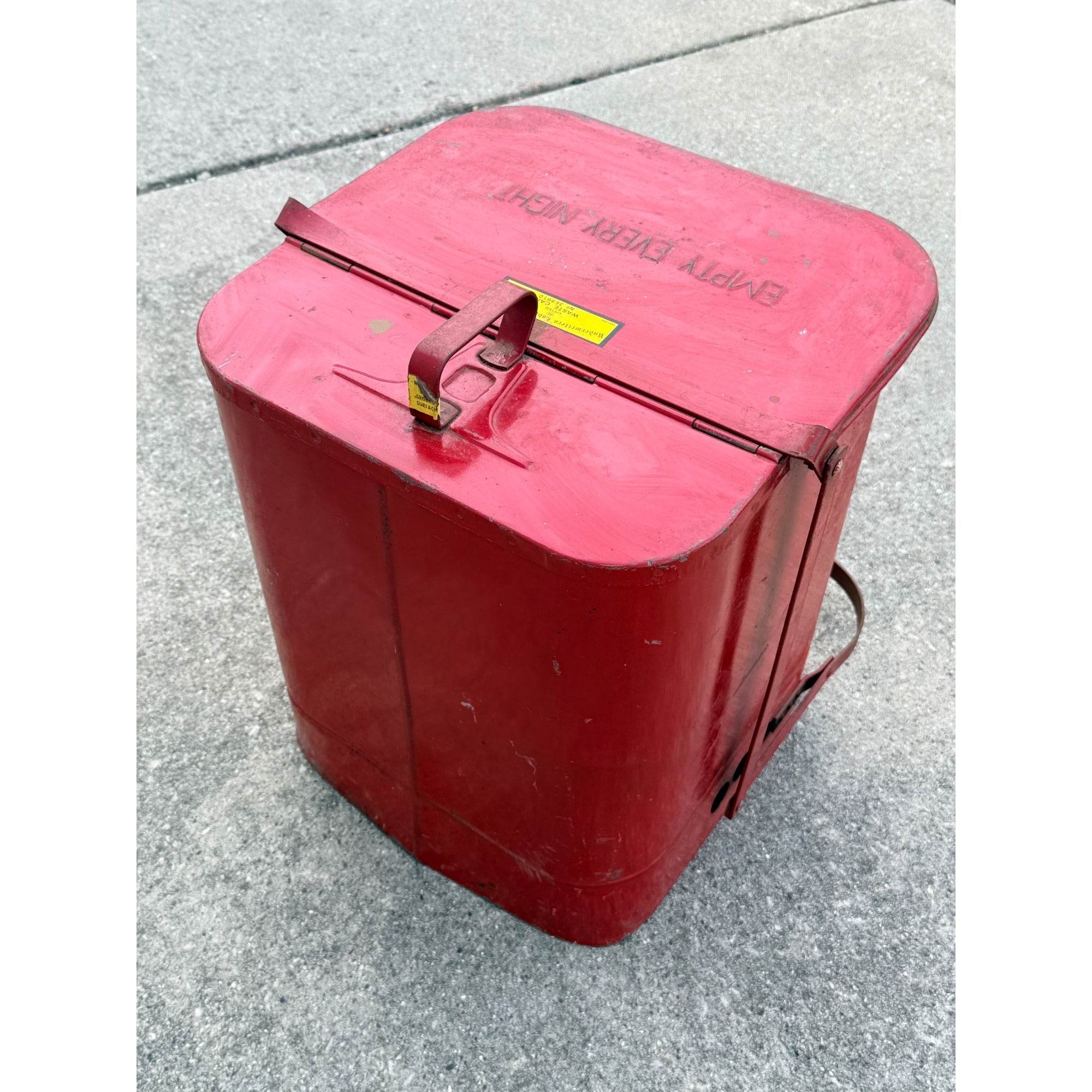Vintage Underwriters Laboratories Oily Rags Waste Can--Foot Pedal