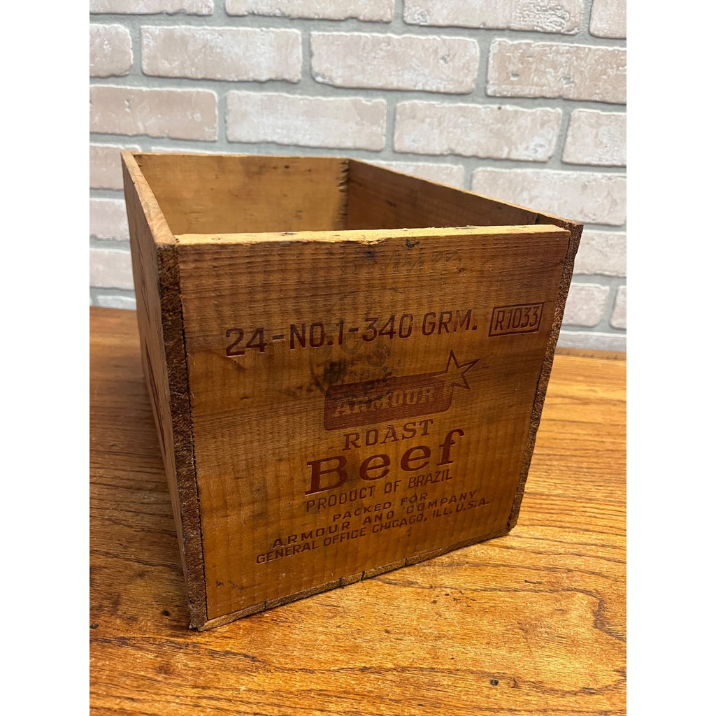 Vintage Armour Star Roast Beef SP Advertising Wooden Box Crate Chicago IL