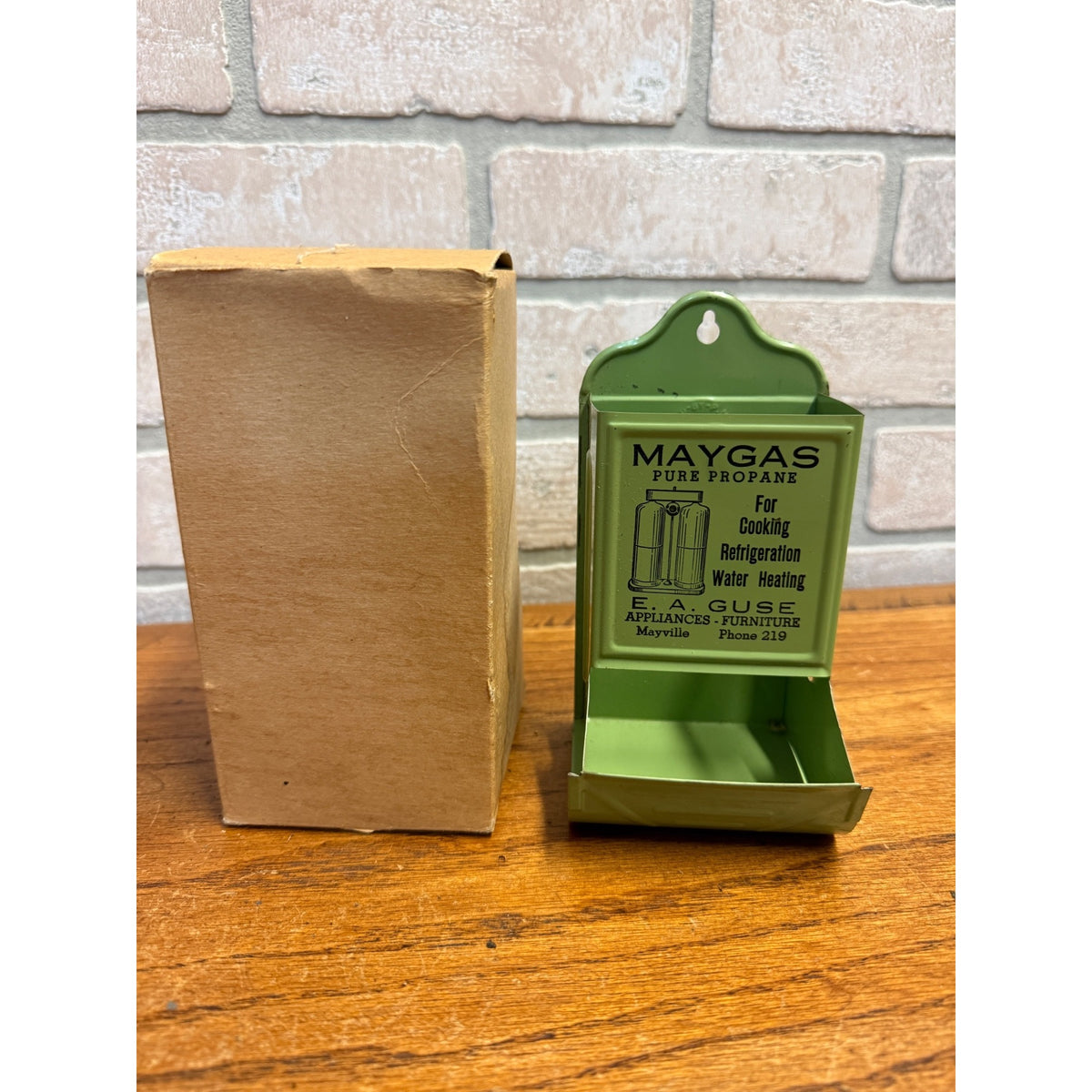Vintage Advertising NOS Matchsafe Maygas Mayville Wis Match Box Propane 1950s