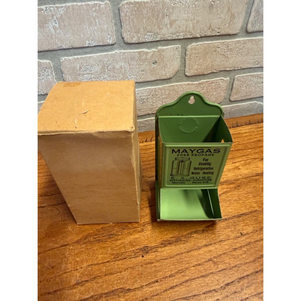Vintage Advertising NOS Matchsafe Maygas Mayville Wis Match Box Propane 1950s