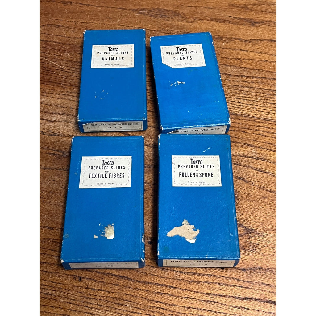 Vintage Tasco Microscope Slides Scientific Homeschool Lot Animals Plants Fibres