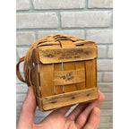 Vintage Small 5.5" Longaberger Basket w/ Leather Handles Dresden OH Signed 1990