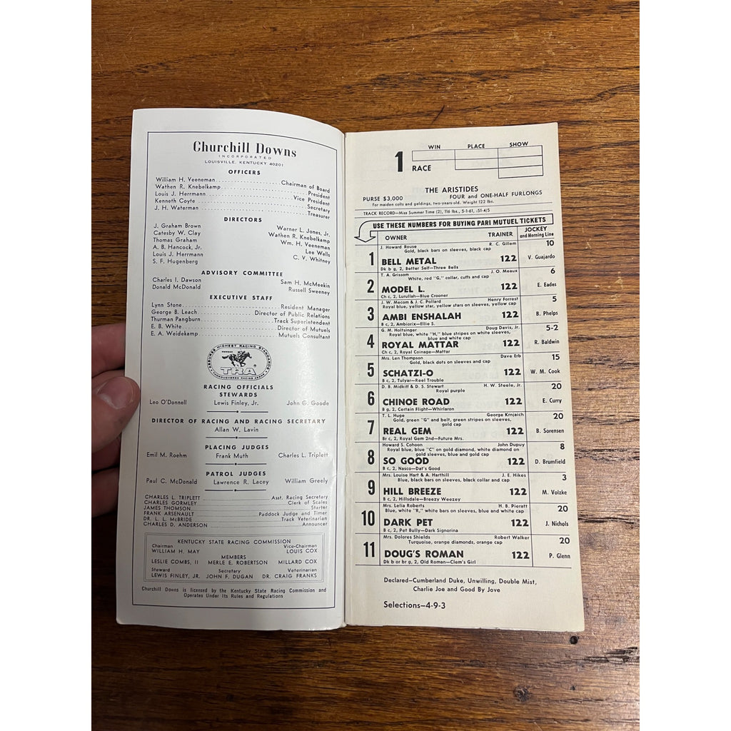 Vintage 1964-- Official Churchill Downs Program--90th Kentucky Derby