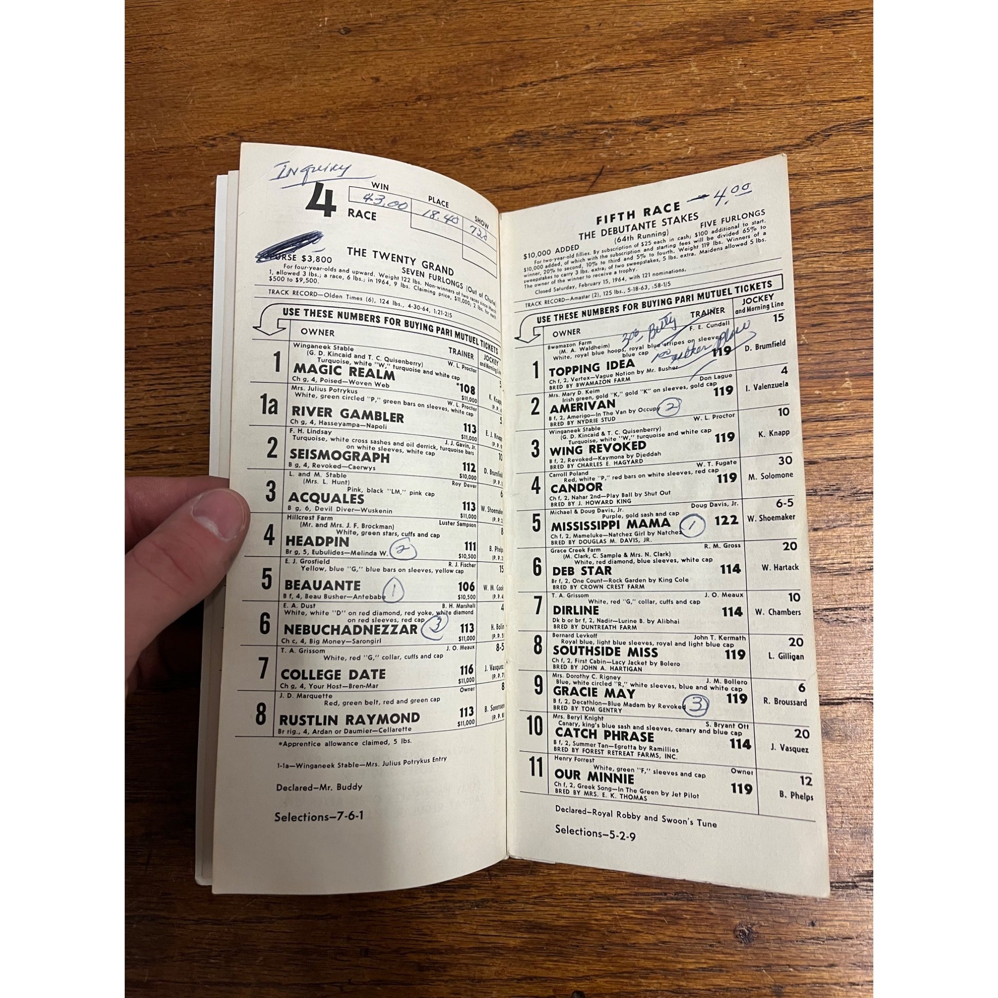 Vintage 1964-- Official Churchill Downs Program--90th Kentucky Derby