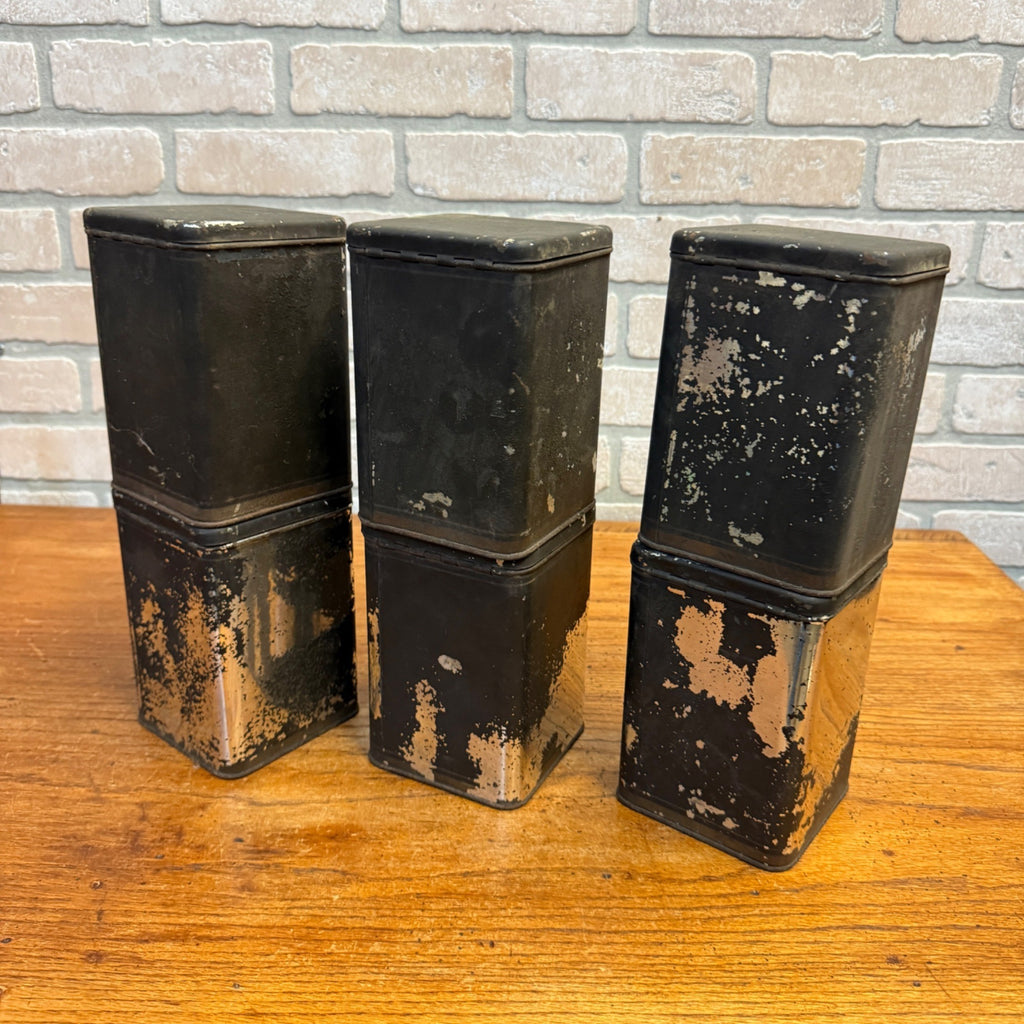 Lot of (6) 1900s Apothecary Seed Phenix Herb Can Druggist Storage Metal Bins Empty