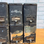 Lot of (6) 1900s Apothecary Seed Phenix Herb Can Druggist Storage Metal Bins Empty