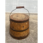 Antique Primitive 19th c. Wooden Firkin Sugar Bucket Farmhouse AAFA Orig. Paint