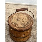 Antique Primitive 19th c. Wooden Firkin Sugar Bucket Farmhouse AAFA Orig. Paint