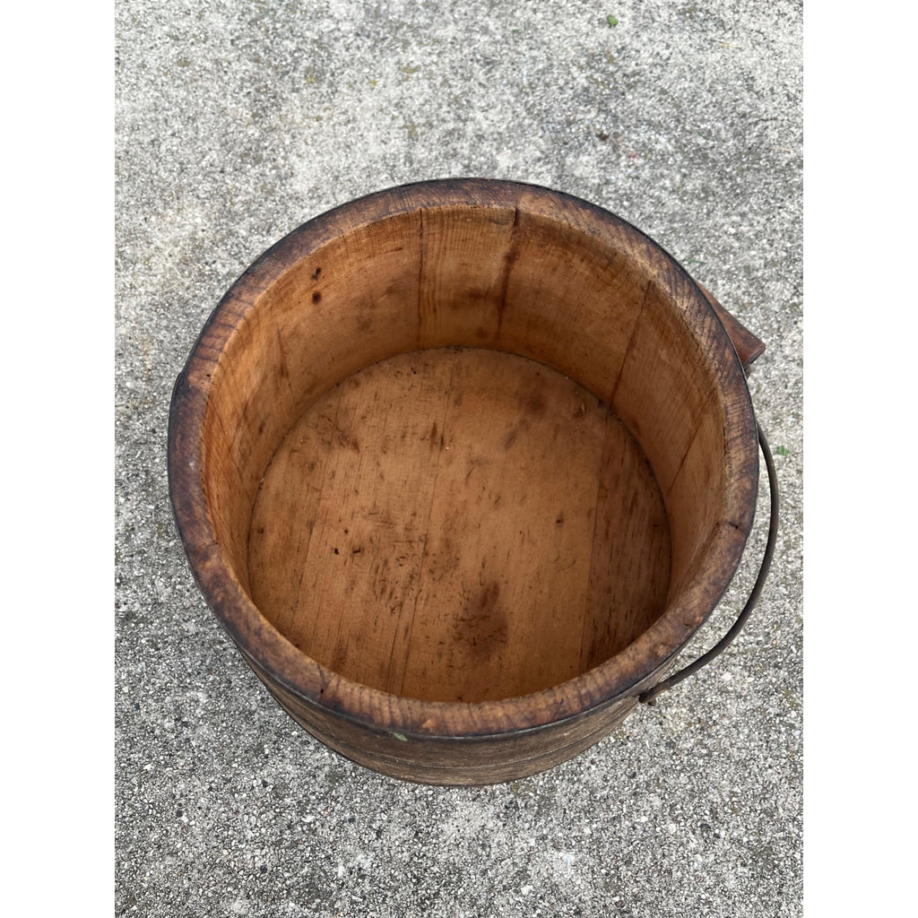 Antique Primitive 19th c. Wooden Firkin Sugar Bucket Farmhouse AAFA Orig. Paint
