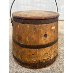 Antique Primitive 19th c. Wooden Firkin Sugar Bucket Farmhouse AAFA Orig. Paint