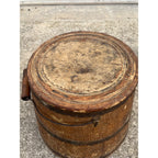 Antique Primitive 19th c. Wooden Firkin Sugar Bucket Farmhouse AAFA Orig. Paint