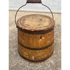Antique Primitive 19th c. Wooden Firkin Sugar Bucket Farmhouse AAFA Orig. Paint
