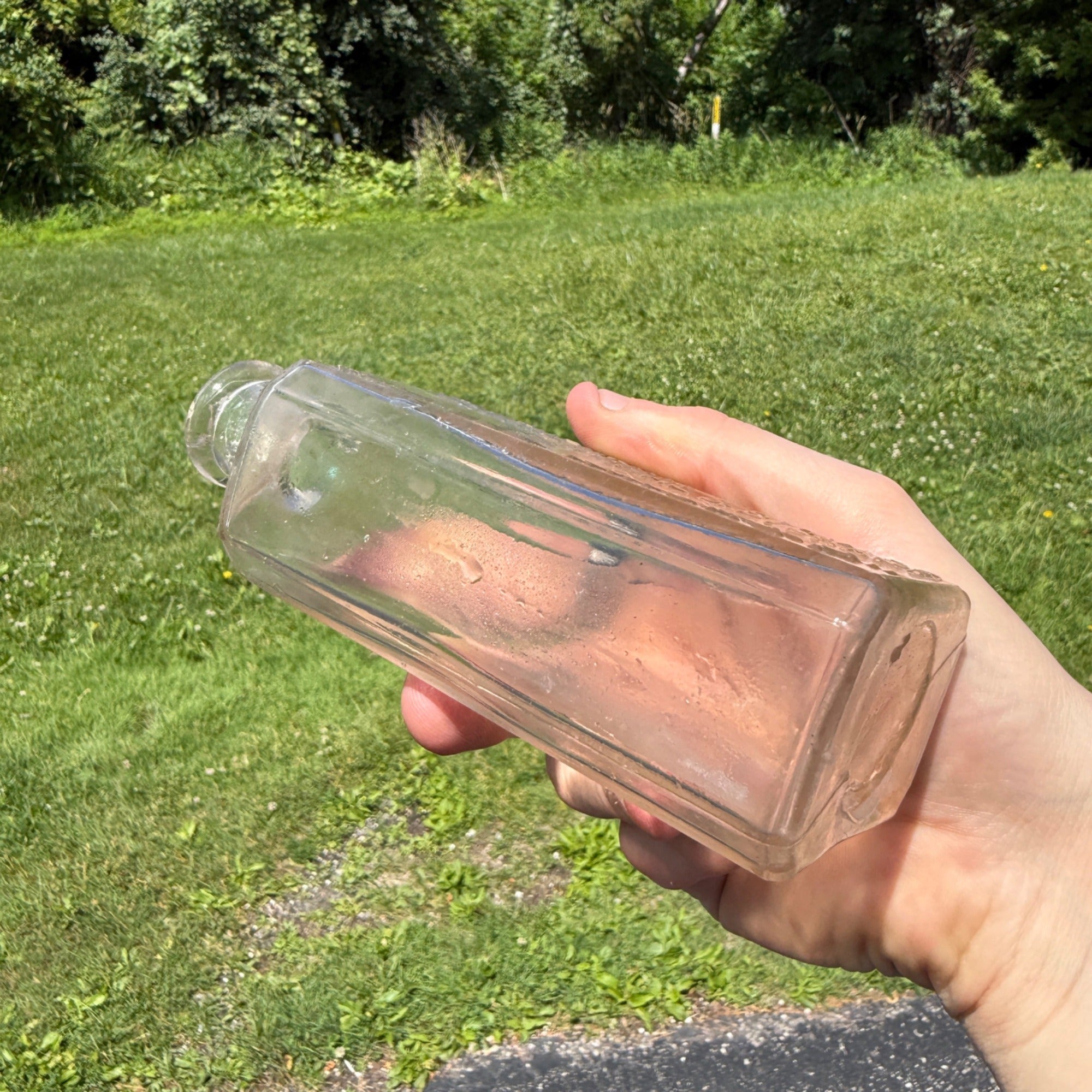 Antique Bluthenthal & Bickart B & B Fine Old Flask Whiskey Glass Bottle 1890s