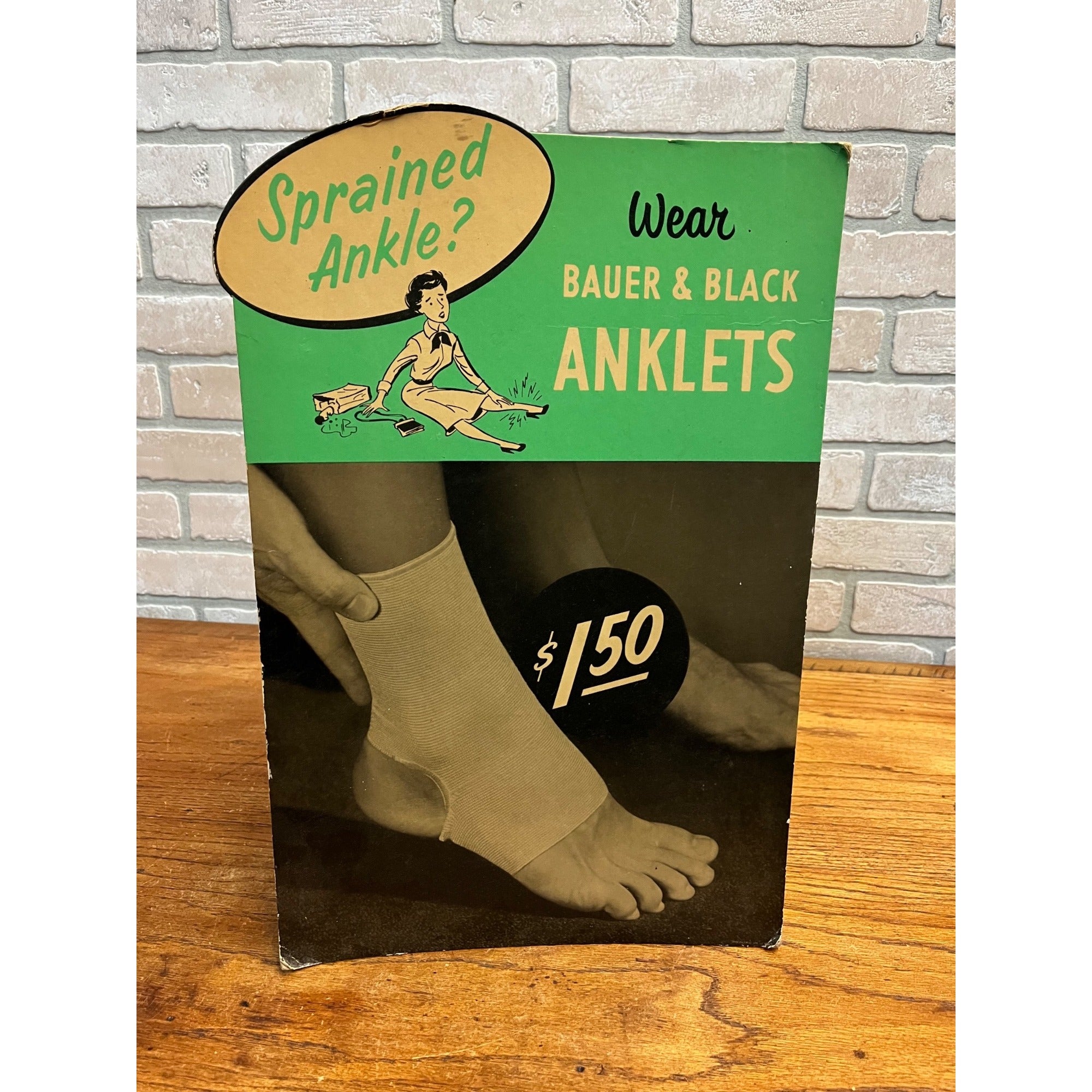 Vintage 1950s Bauer & Black Anklets Drug Store Advertising Display Sign Pharmacy