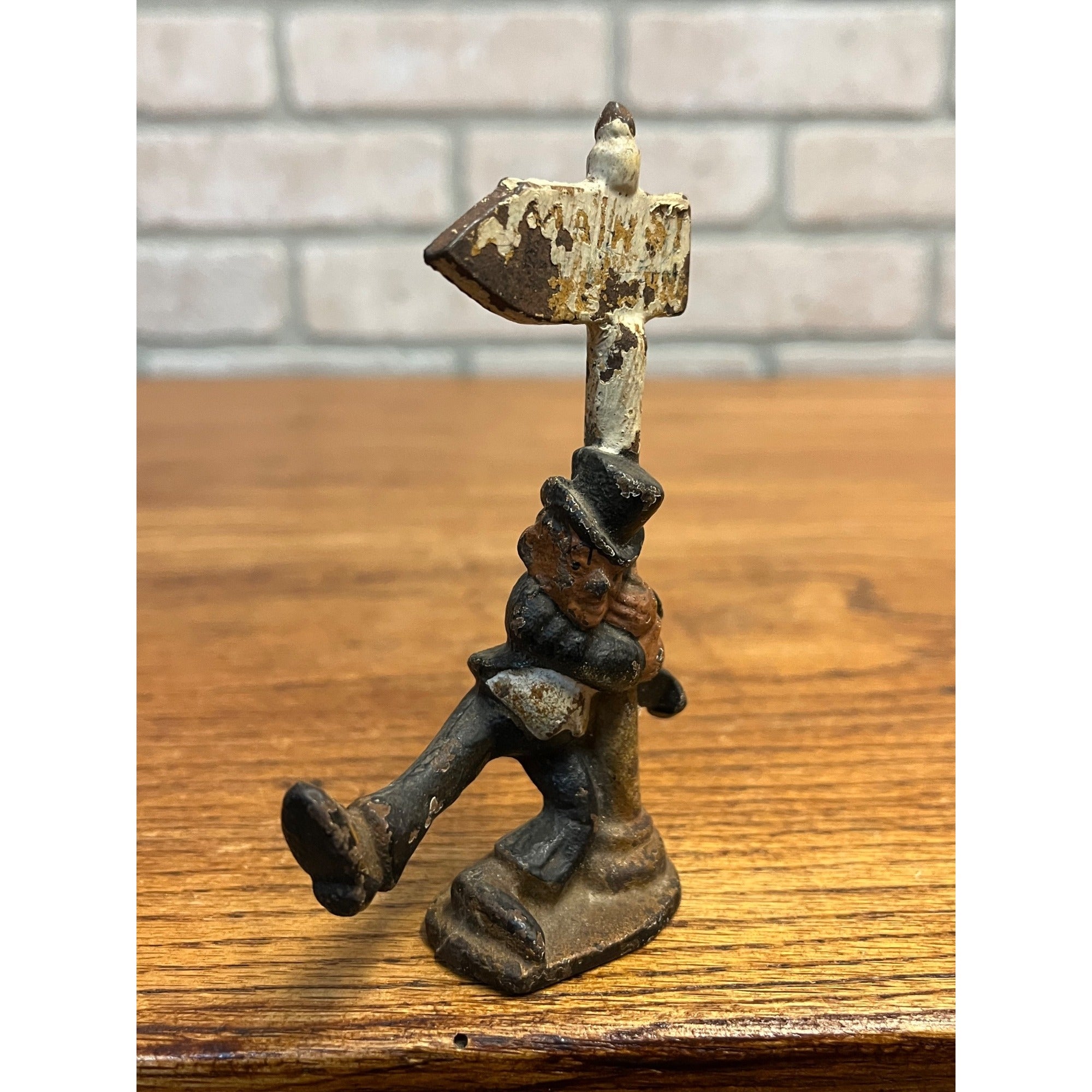 Antique Vintage Drunken Man Hobo Cast Iron Bottle Opener Street Sign John Wright