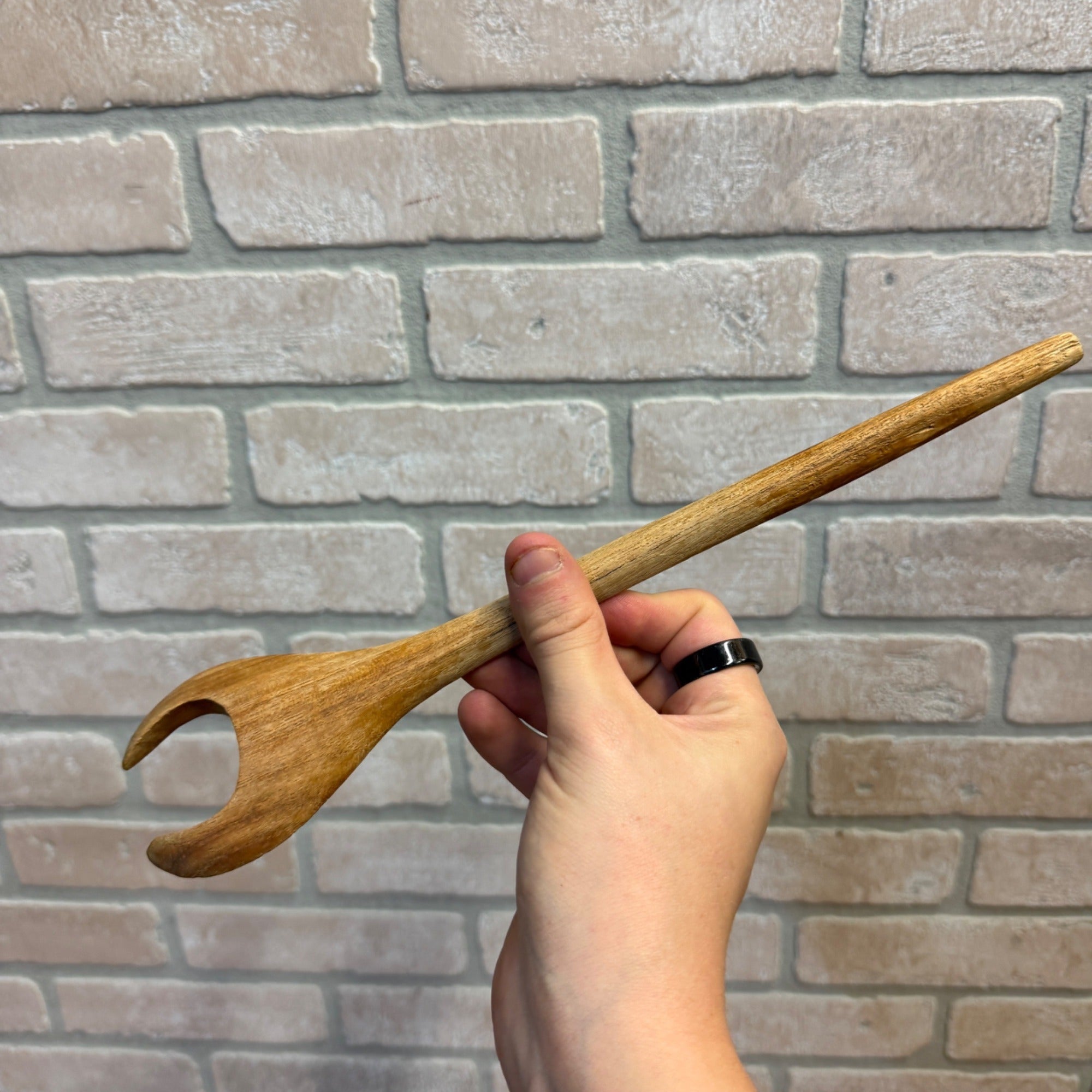 Vintage Wooden Kitchen Utensil Oven Rack Pull or Open-Ended Risotto Spoon Primitive Decor