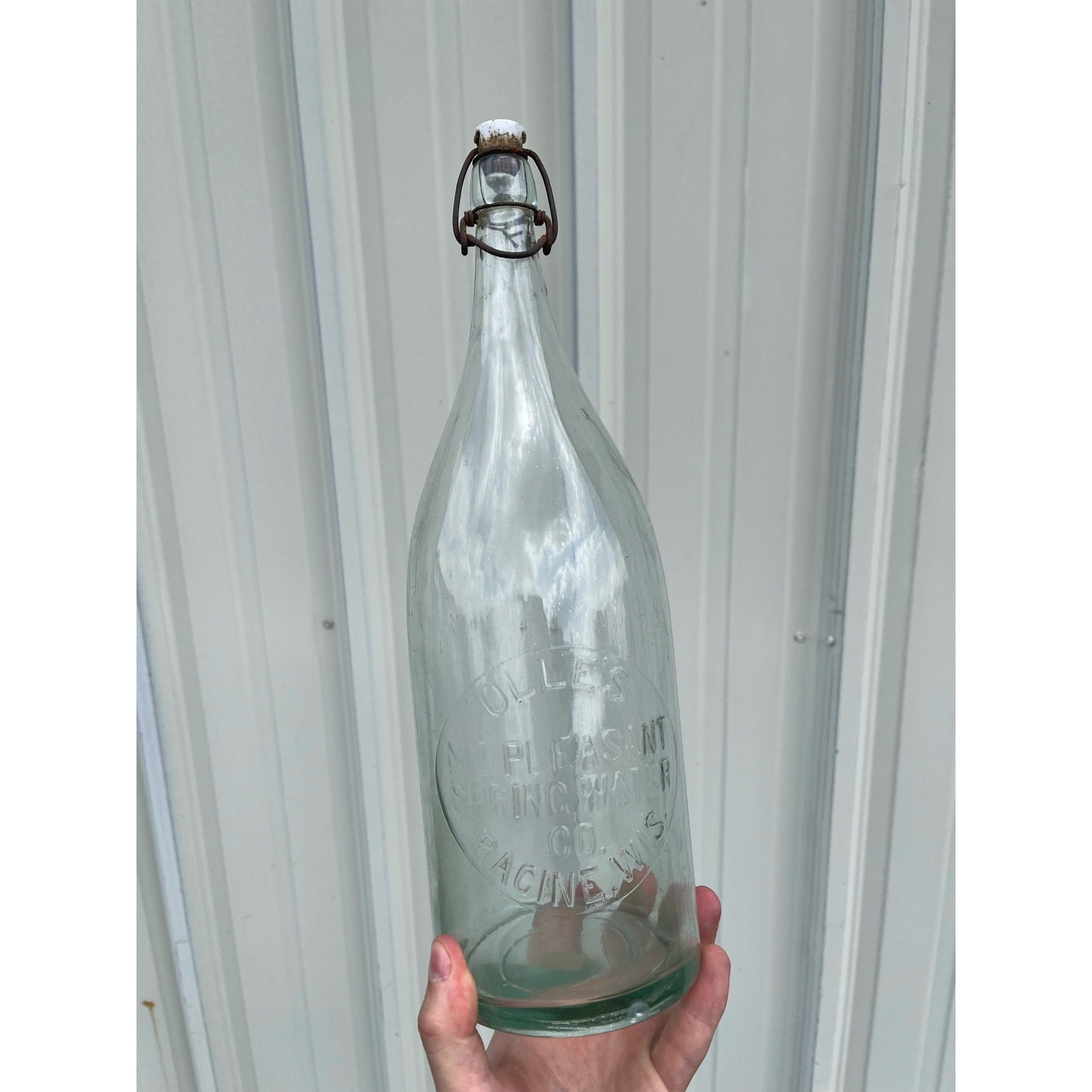 Very Rare Racine WI Olle’s Mt. Pleasant Spring Water Half Gallon Bottle Blob Top