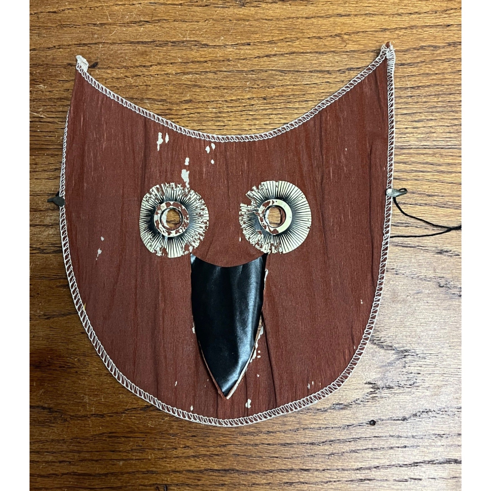 SCARCE Vintage 1920s Dennison Halloween Crepe Tissue Paper Owl Costume Mask